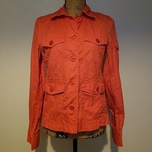 J. CREW Coral Button Up Lightweight Utility Jacket Size S